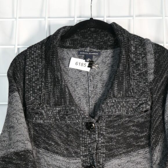 Banana Republic Cardigan Sweater Womens M Gray Pockets Duster 100% Merino Wool - Picture 3 of 8